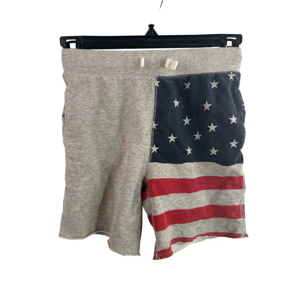 OshKosh B'gosh Sweat Shorts 4/5 Gray American Flag Stars Stripes Kids